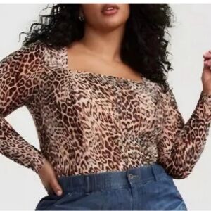 NWT Torrid Leopard Print Square Neck Mesh Top